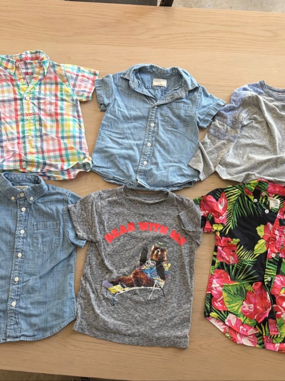 J Crew Crewcuts Bundle (6) Boys Shirts Size 3T - Gingham Chambray Tee Bundle